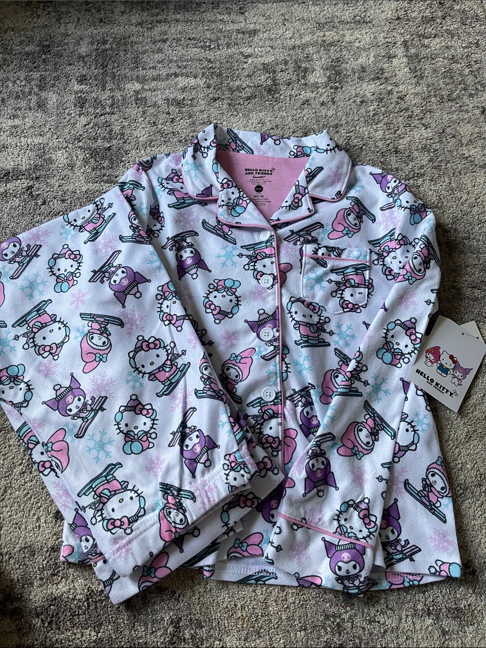 NWT Girls Hello Kitty Flannel PJ Set